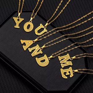 Gold Letter Necklace Stainless Steel A-Z Alphabet
